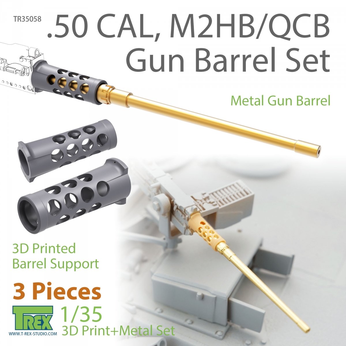 T-Rex Studio TR35058 50 CAL, M2HB/QCB Ensemble de canons pour fusil 1/35