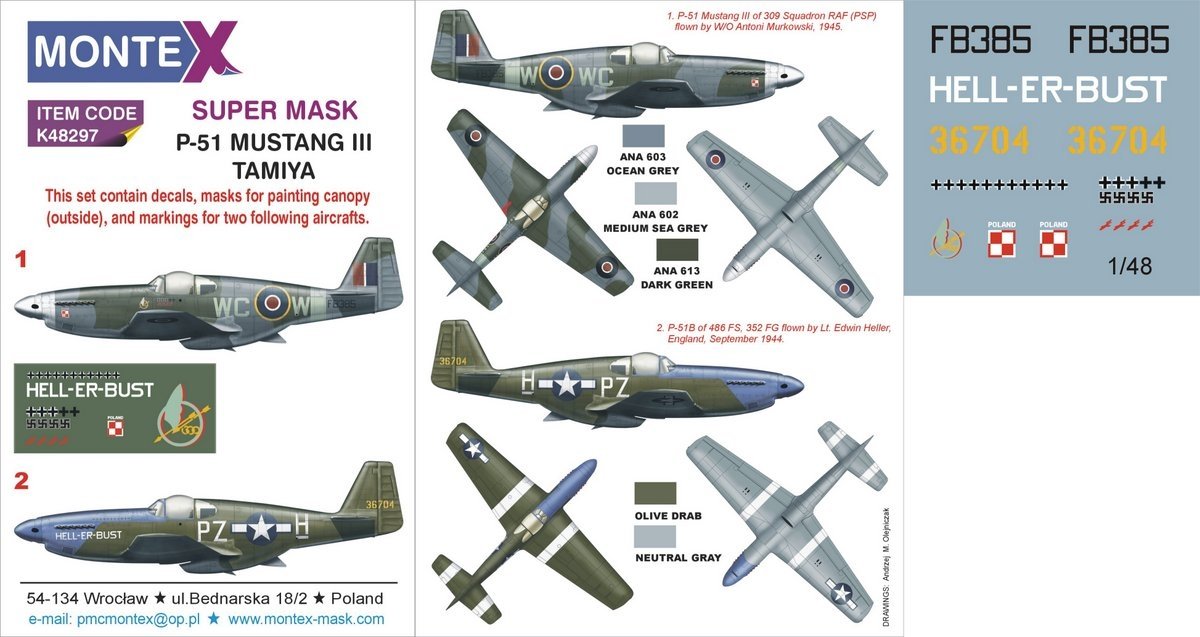 Montex K48297 P-51 Mustang III (RAF, USAAF) 1/48