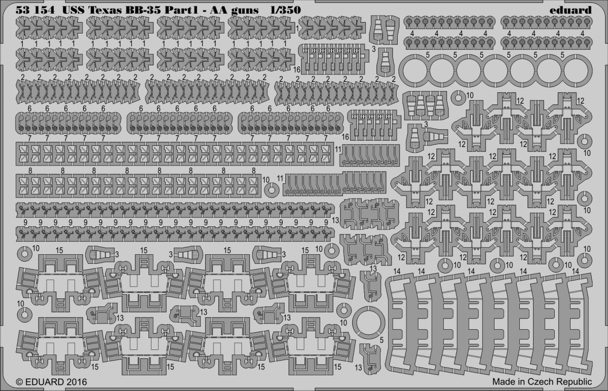 Eduard 53154 USS Texas BB-35 pt 1 - Canons AA TRUMPETER 1/350