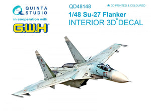 Intérieur imprimé en 3D et coloré sur papier décalcomanie Quinta Studio QD48148 Su-27 (pour kit GWH) 1/48
