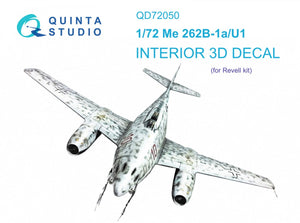 Intérieur imprimé en 3D et coloré sur papier décalcomanie (Revell) pour Me-262B-1a/U1 (Quinta Studio QD72050) à l&amp;#39;échelle 1/72