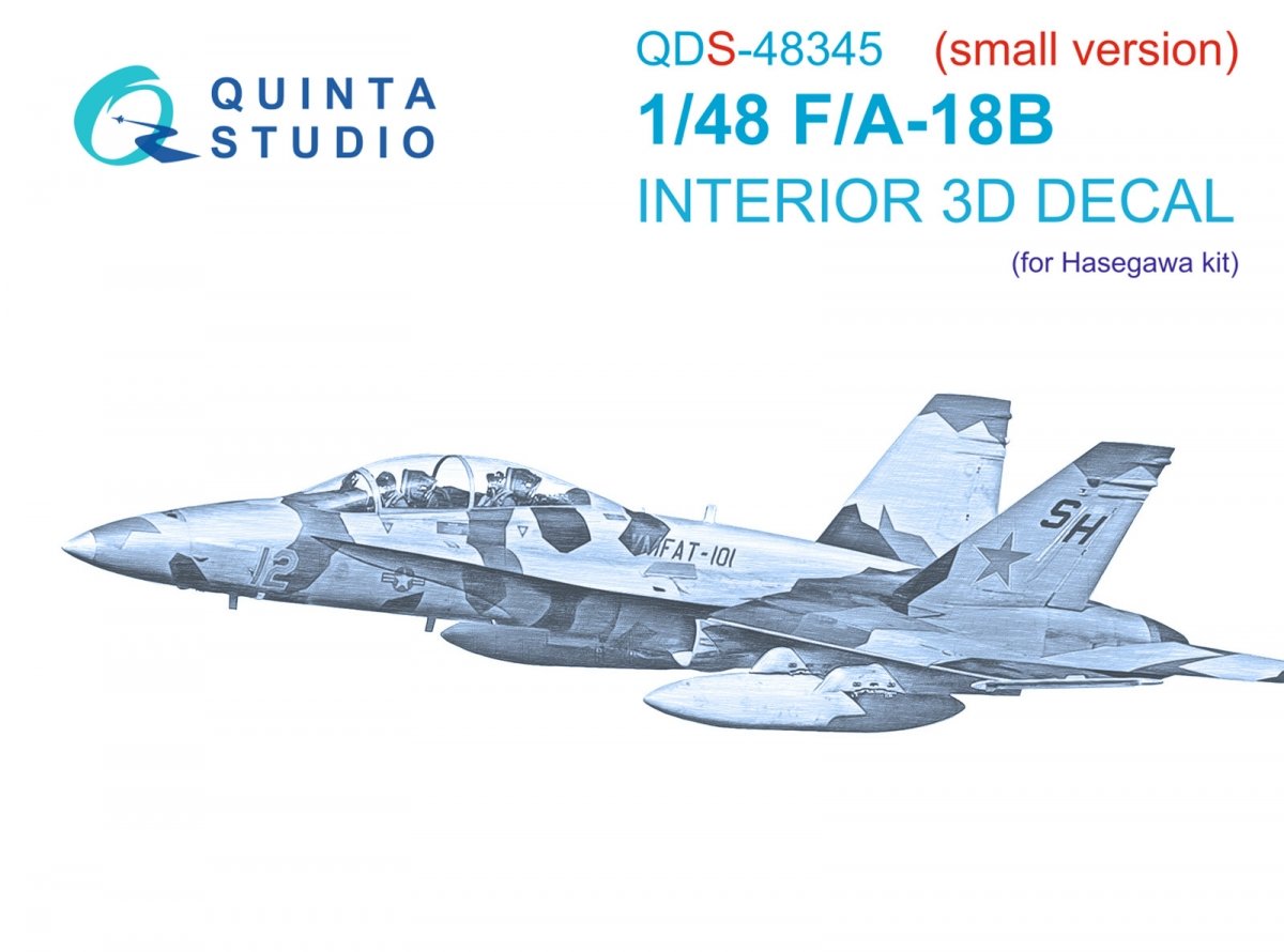 Intérieur imprimé en 3D et coloré sur papier décalcomanie Quinta Studio QDS-48345 F/A-18B (Hasegawa) (Petite version) 1/48
