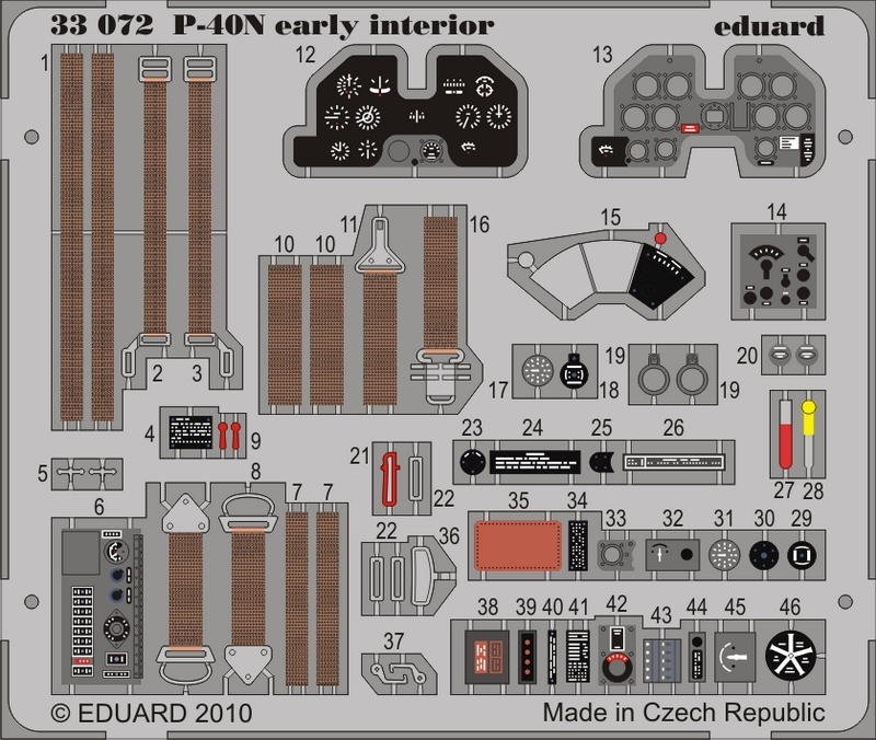 Eduard 33072 P-40N début intérieur SA pour HASEGAWA 1/32