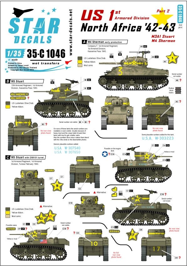 Star Decals 35-C1046 États-Unis en Afrique du Nord 1942-43 #2 1/35