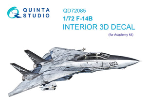 Intérieur imprimé en 3D et coloré pour le F-14B (Quinta Studio QD72085) sur papier décalcomanie (Academy) à l&amp;#39;échelle 1/72