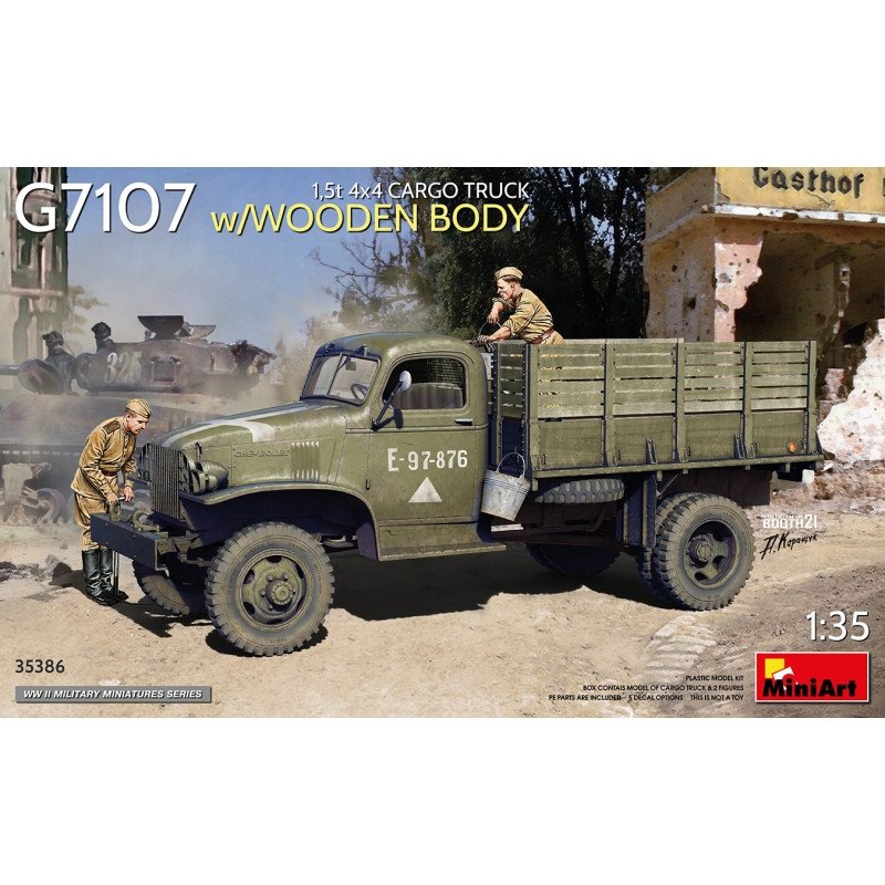 Camion cargo 4x4 Mini Art 35386 G7107 1,5 t avec carrosserie en bois 1/35