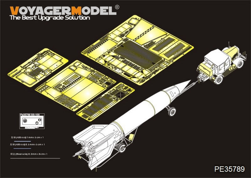 Voiture militaire Hanomag SS100 de la Seconde Guerre mondiale avec transporteur de roquettes V2, modèle Voyager PE35789, pour TAKOM 2110, échelle 1/35