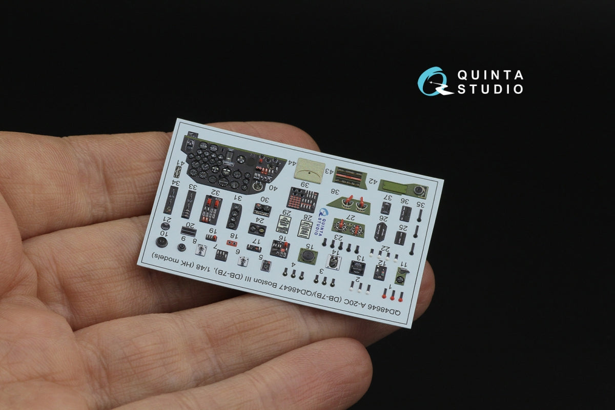 Quinta Studio QD48646 A-20C Havoc (DB-7B) 3D-Printed &amp; coloured Interior on decal paper (HK models) 1/48