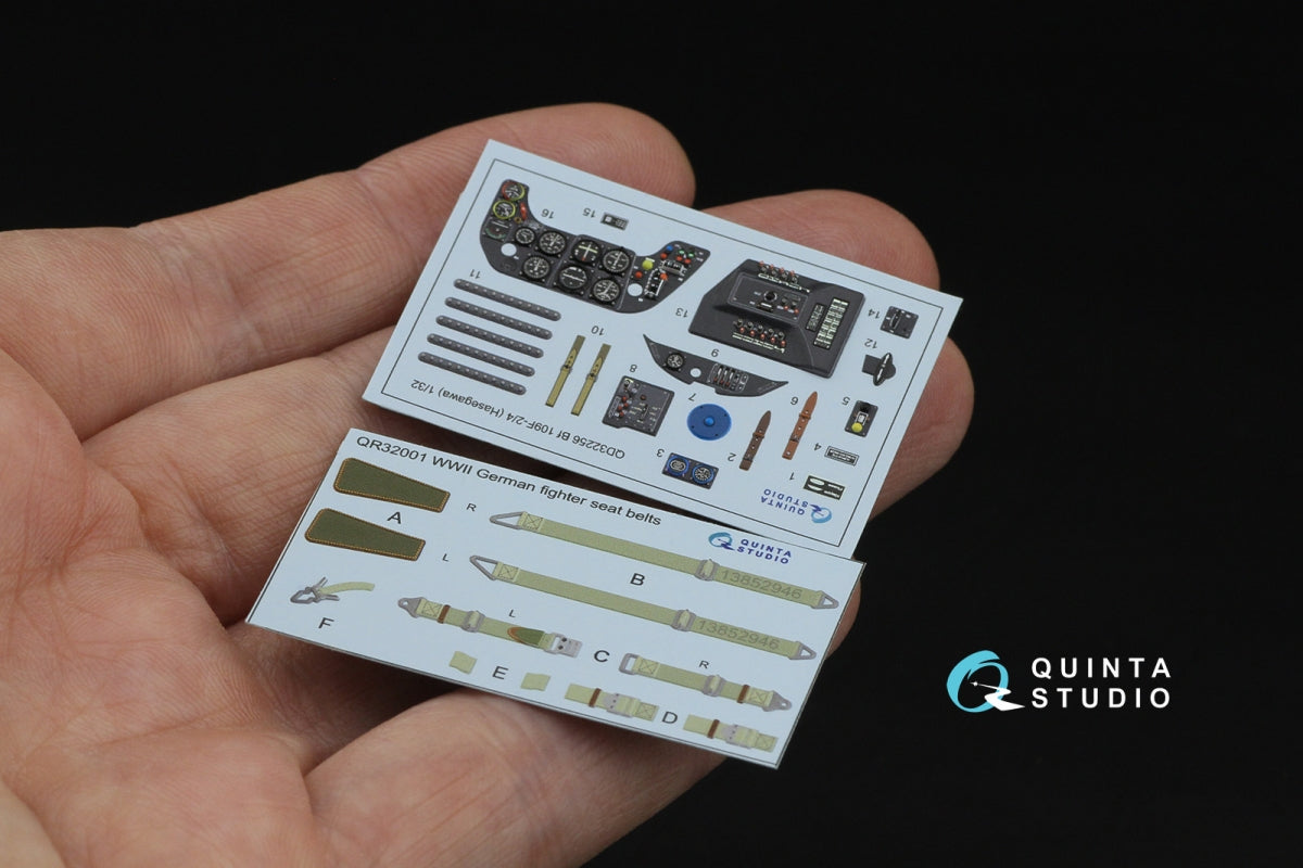 Quinta Studio QD32256 Bf 109F2/F4 3D-Printed &amp; coloured Interior on decal paper (Hasegawa) 1/32