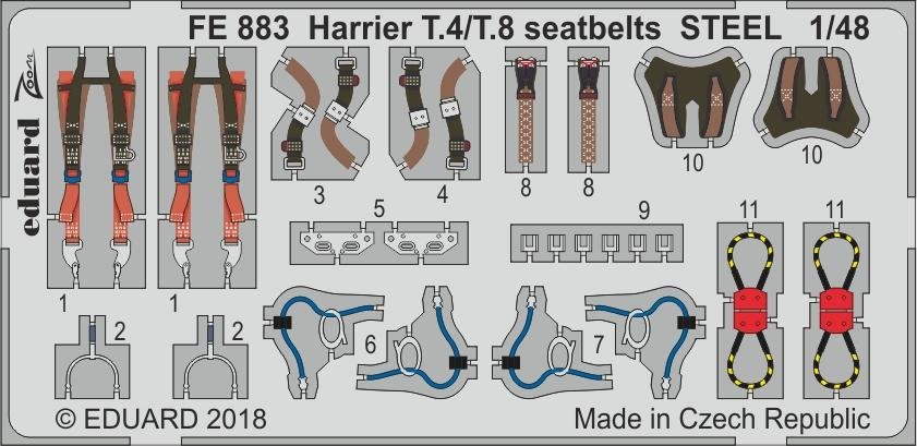 Ceintures de sécurité Eduard FE883 Harrier T.4/T.8, maquette en acier cinétique à l'échelle 1/48