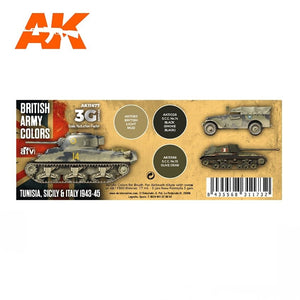 AK Interactive AK11677 3G COULEURS DE L&amp;#39;ARMÉE BRITANNIQUE : TUNISIE, SICILE ET ITALIE 1943-1945 3 x 17 ml – image 2