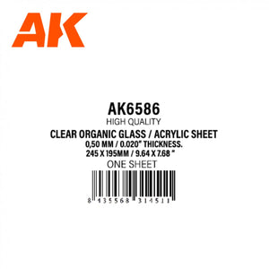 AK Interactive AK6586 0,50 MM // 0.020” THICKNESS- 245 X 195MM // 9.64 X 7.68” – CLEAR ORGANIC GLASS / ACRYLIC SHEET – zdjęcie 2