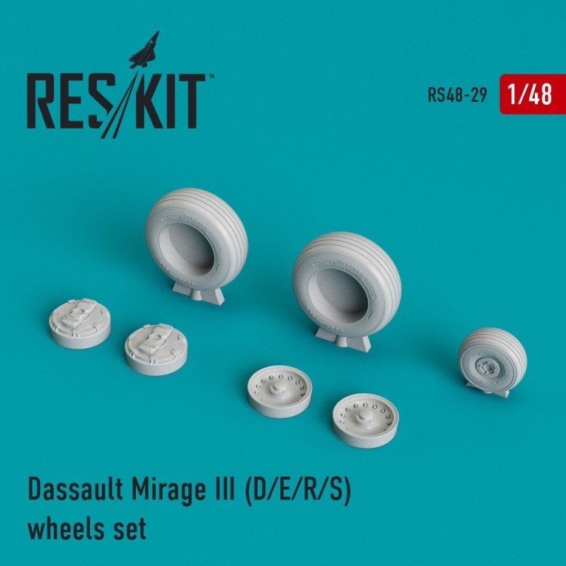 RESKIT RS48-0029 Jeu de roues Mirage III (D/E/R/S) 1/48
