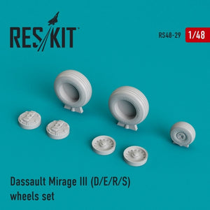 RESKIT RS48-0029 Jeu de roues Mirage III (D/E/R/S) 1/48