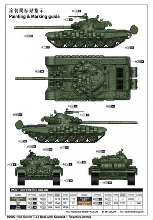 Trumpeter 09602 Soviet T-72 Ural with Kontakt-1 Reactive Armor 1/35 – zdjęcie 4