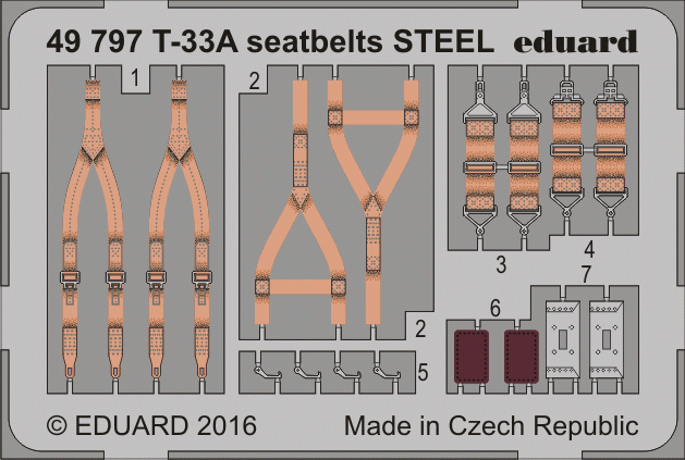 Ceintures de sécurité Eduard 49797 T-33A en acier, Great Wall Hobby, échelle 1/48