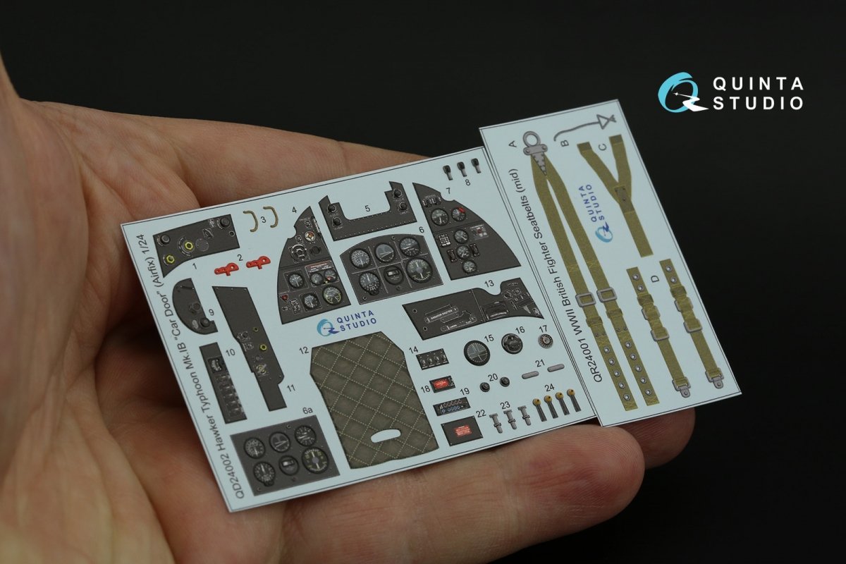 Intérieur imprimé en 3D et coloré sur papier décalcomanie pour Hawker Typhoon (Airfix) - Quinta Studio QD24002 (Porte de voiture) - Échelle 1/24 – immagine 8