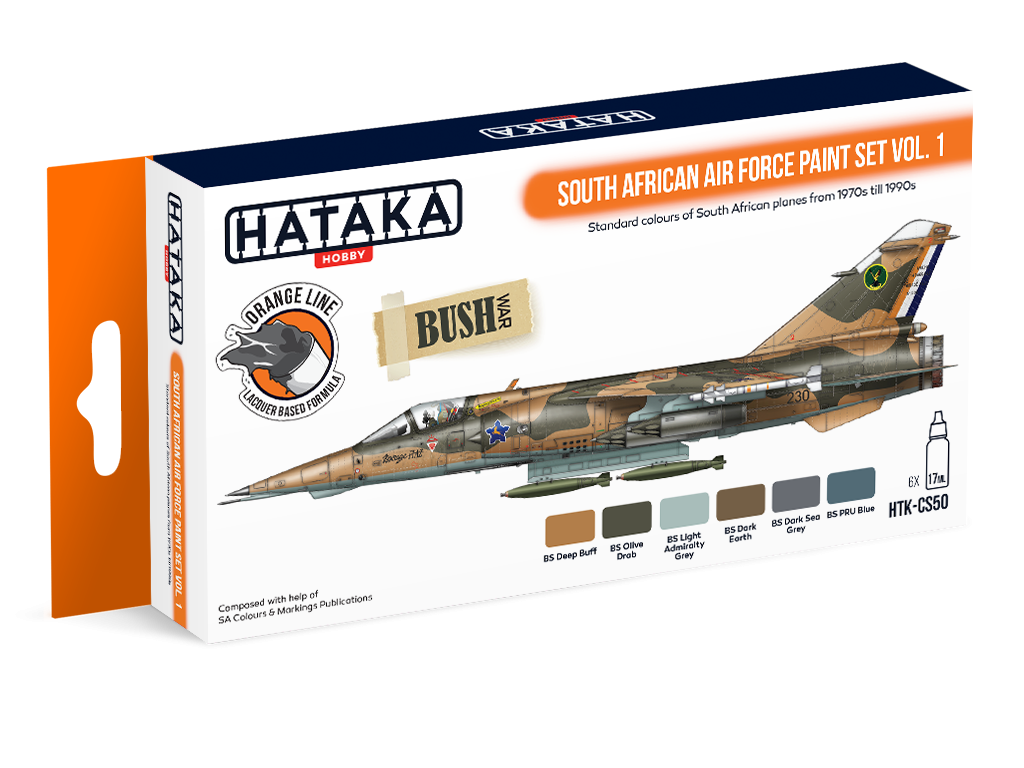 Coffret de peinture Hataka HTK-CS50 pour l'armée de l'air sud-africaine, volume 1 (8 x 17 ml)
