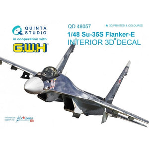 Intérieur imprimé en 3D et coloré sur papier décalcomanie Quinta Studio QD48057 Su-35S (pour kit GWH) 1/48