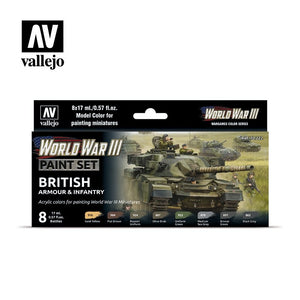 Vallejo 70222 Blindés et infanterie britanniques de la Troisième Guerre mondiale, 8 x 17 ml