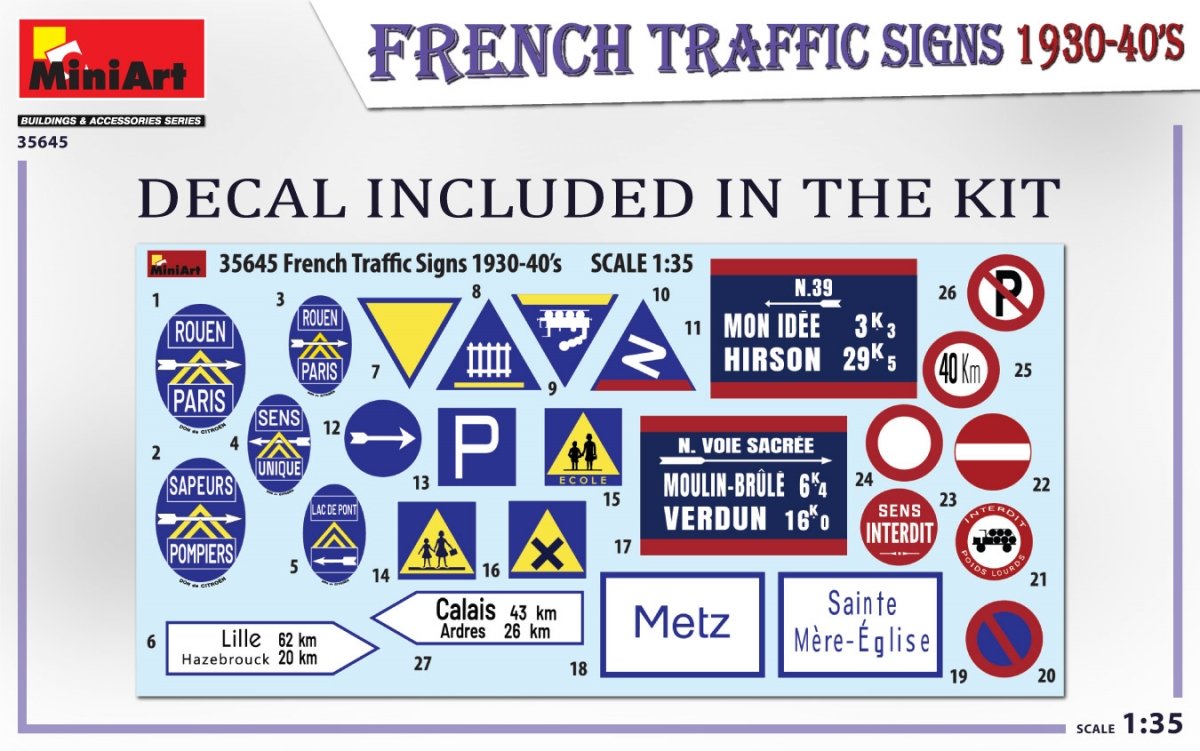 Miniart 35645 PANNEAUX DE SIGNALISATION ROUTIÈRE FRANÇAIS ANNÉES 1930-40 1/35 – image 7