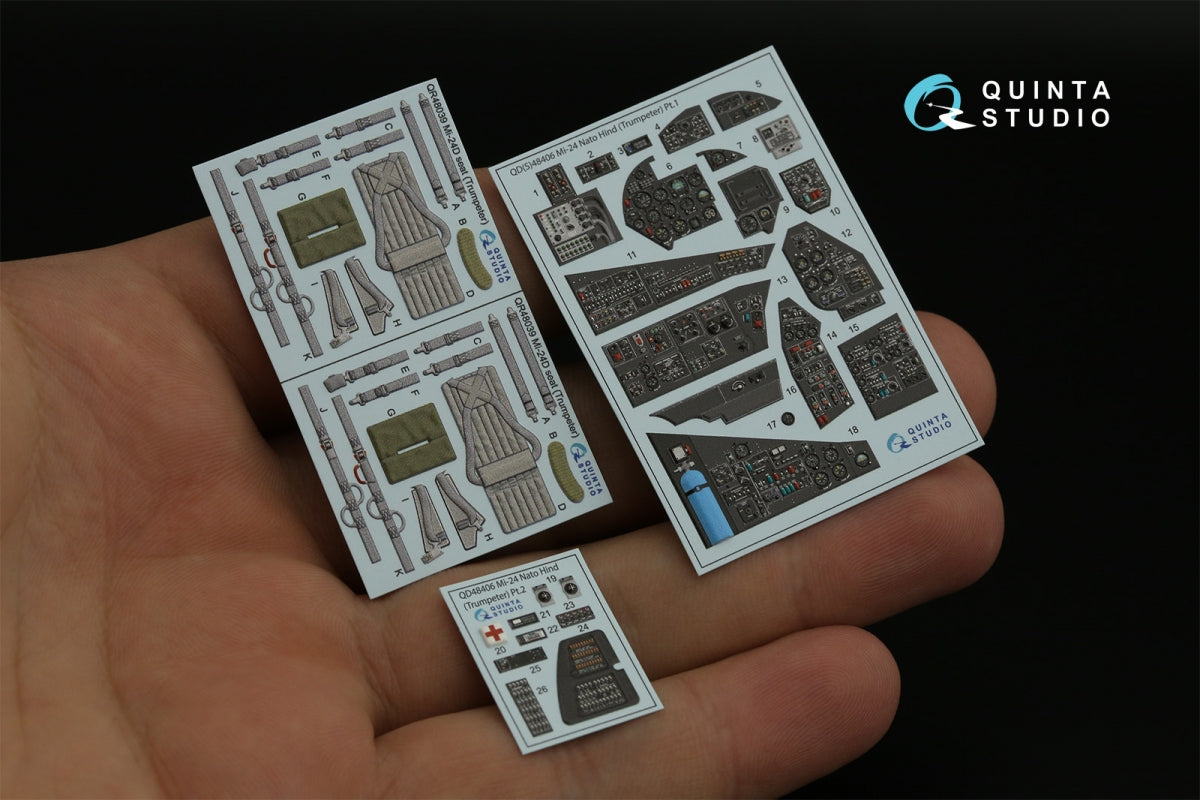 Intérieur imprimé en 3D et coloré sur papier décalcomanie Quinta Studio QD48406 Mi-24 Nato Hind (Trumpeter) 1/48 – image 5