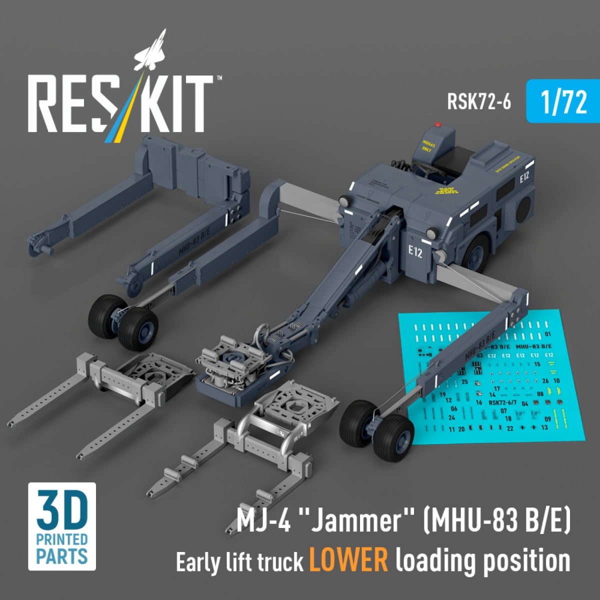 RESKIT RSK72-0006 MJ-4 "Jammer" (MHU-83 B/E) Early lift truck LOWER loading position (3D Printed model kit) 1/72