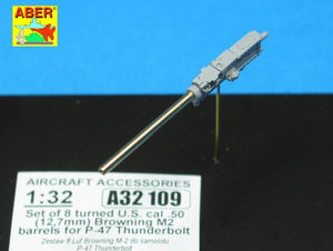 Aber A32109 Ensemble de 8 canons tournés de calibre .50 (12,7 mm) US Browning M2 pour P-47 Thunderbolt (1/32) – Bild 3
