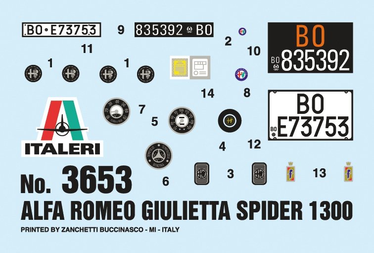Italeri 3653 ALFA ROMEO GIULIETTA SPIDER 1300 1/24 – immagine 10