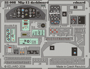 Eduard 33008 MiG-15 tableau de bord TRUMPETER 1/32