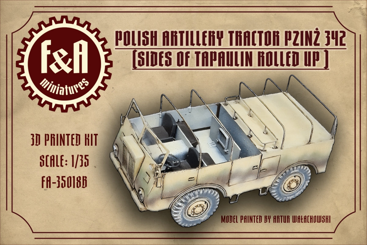 F&amp;A Miniatures FA-35018B Bâche de tracteur Pzinż 342 avec rabats latéraux enroulés 1/35