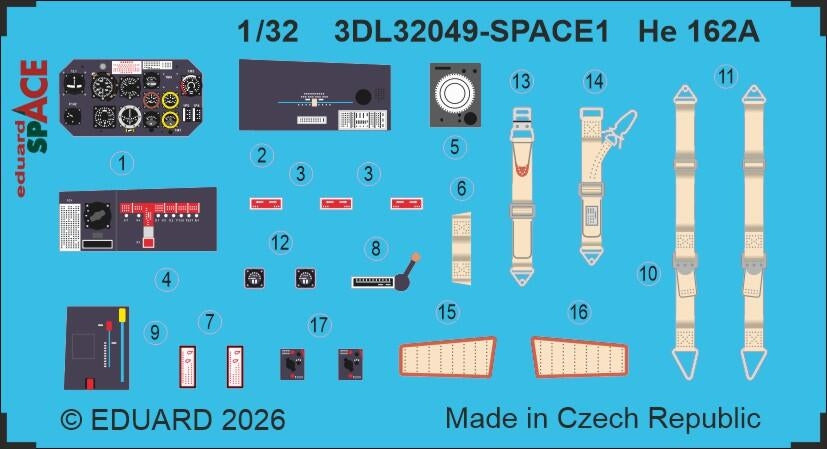 Eduard 3DL32049 Heinkel He-162 A - Space Set (for Hobby 2000 Kits) 1/32