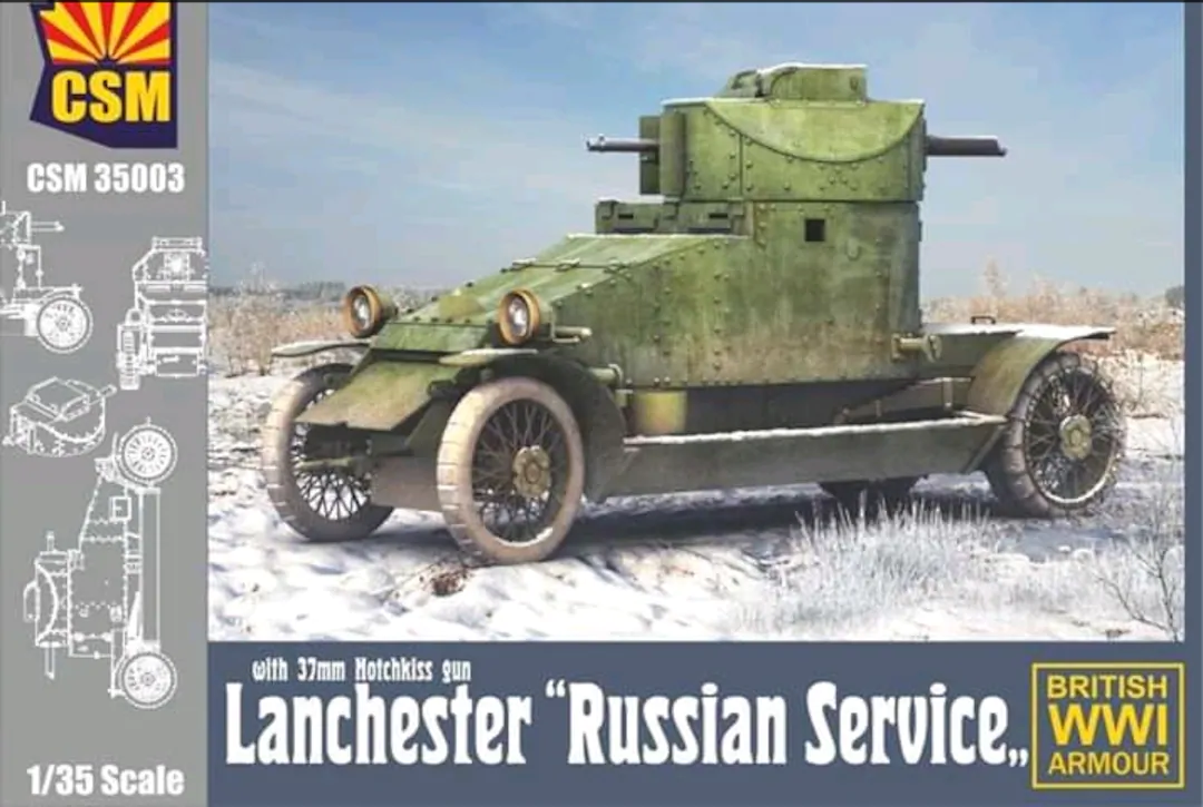 Maquette Copper State Models 35003 Lanchester « Service russe » avec canon Hotchkiss de 37 mm, échelle 1/35