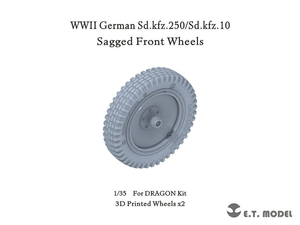 ET Model P35-124 Roues avant affaissées pour maquette Dragon au 1/35 des Sd.kfz.250/Sd.kfz.10 allemands de la Seconde Guerre mondiale