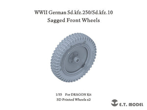 ET Model P35-124 Roues avant affaissées pour maquette Dragon au 1/35 des Sd.kfz.250/Sd.kfz.10 allemands de la Seconde Guerre mondiale