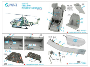 Intérieur imprimé en 3D et coloré sur papier décalcomanie (ICM) Quinta Studio QD35112 AH-1G Cobra 1/35 – Bild 2