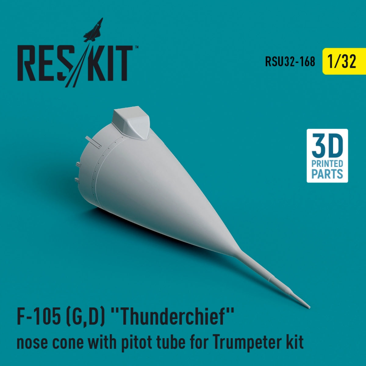 RESKIT RSU32-0168 F-105 (G,D) « Thunderchief » cône de nez avec tube Pitot pour maquette Trumpeter (impression 3D) 1/32