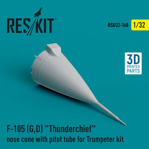 RESKIT RSU32-0168 F-105 (G,D) « Thunderchief » cône de nez avec tube Pitot pour maquette Trumpeter (impression 3D) 1/32