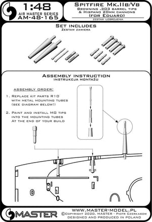 Master AM-48-165 Spitfire Mk. IIb/Vb - Canons Hispano de 20 mm sous carénages (pour maquette Eduard) 1/48 – image 6