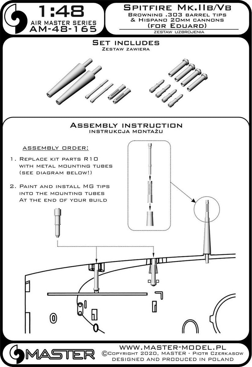 Master AM-48-165 Spitfire Mk. IIb/Vb - Canons Hispano de 20 mm sous carénages (pour maquette Eduard) 1/48 – image 6