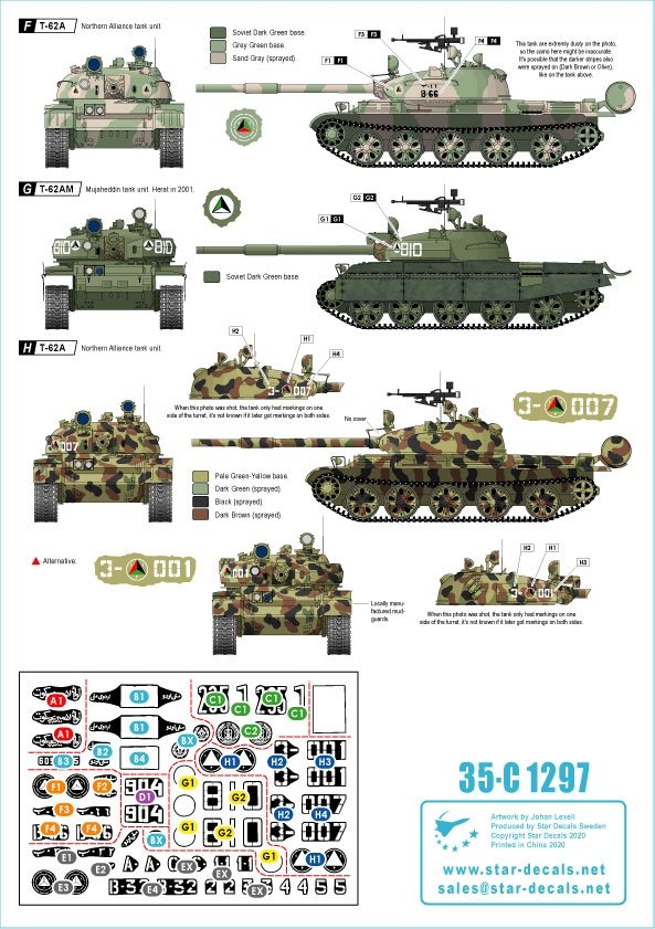 Star Decals 35-C1297 Chars afghans 3. T-62A/AM 1/35 – immagine 2