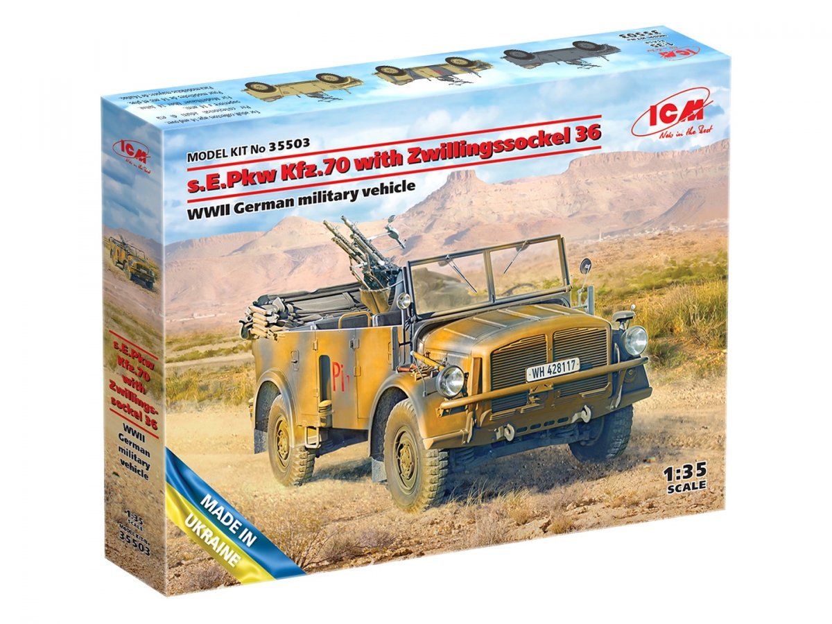 ICM 35503 sEPkw Kfz.70 avec Zwillingssockel 36 Véhicule militaire allemand de la Seconde Guerre mondiale 1/35 – immagine 2