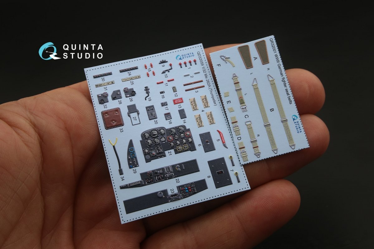 Intérieur imprimé en 3D et coloré sur papier décalcomanie Quinta Studio QD32059 Me-262A (pour maquette Trumpeter) 1/32 – immagine 2