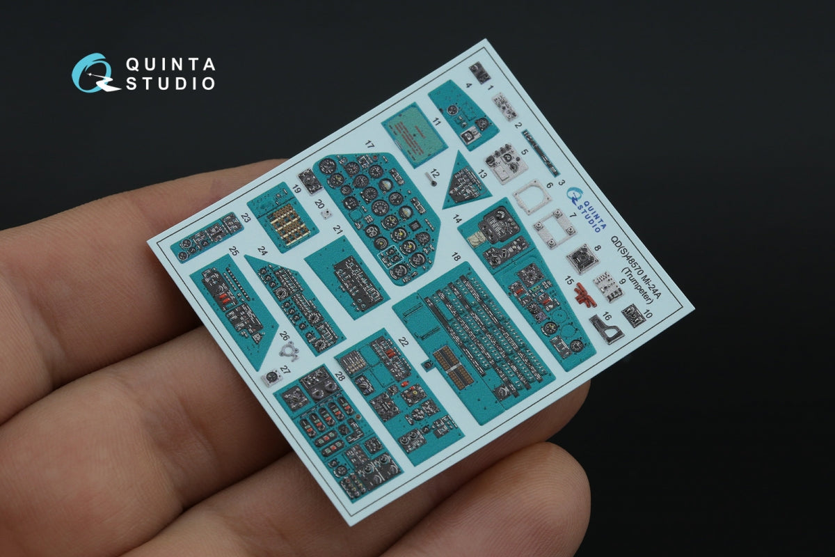 Intérieur imprimé en 3D et coloré sur papier décalcomanie Quinta Studio QDS-48570 Mi-24A (Trumpeter) (petite version) 1/48 – immagine 3