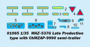 Trumpeter 01065 MAZ-537G Type de production tardive avec semi-remorque ChMZAP-9990 1/35  – immagine 4