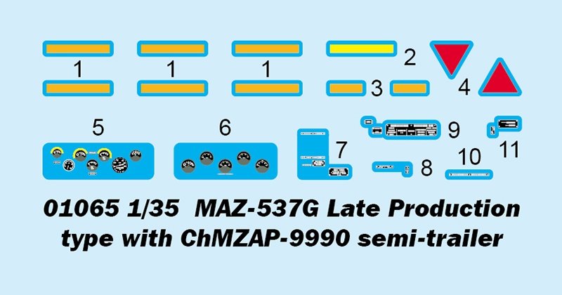 Trumpeter 01065 MAZ-537G Type de production tardive avec semi-remorque ChMZAP-9990 1/35  – immagine 4