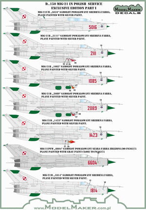 Décalcomanies ModelMaker D48150 MiG-21 en service polonais, édition exclusive, partie I, échelle 1/48 – image 3
