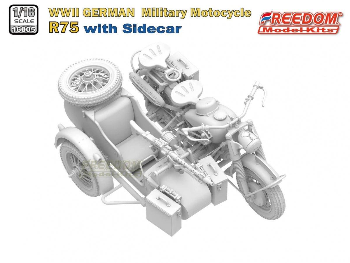 Freedom 16005 R75 avec side-car, moto allemande de la Seconde Guerre mondiale, échelle 1/16 – image 4