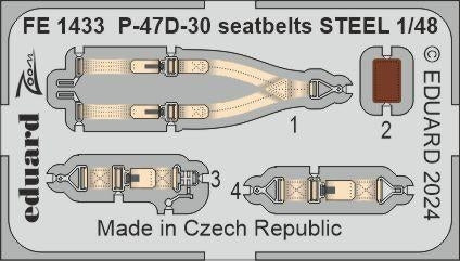 Ceintures de sécurité Eduard FE1433 P-47D-30 en acier MINIART 1/48