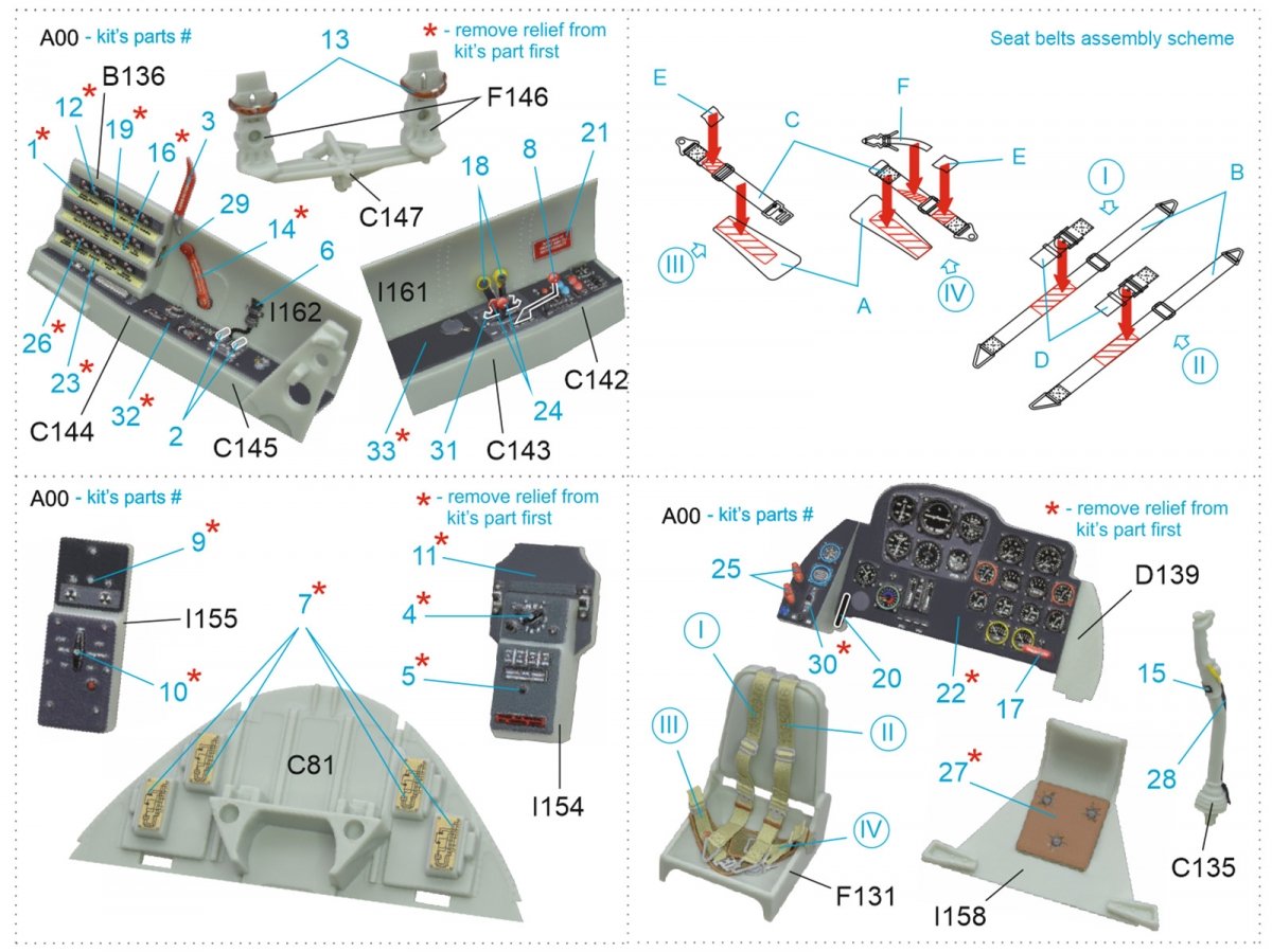 Intérieur imprimé en 3D et coloré sur papier décalcomanie (Revell) Quinta Studio QD32069 Me 262A, échelle 1/32 – image 10
